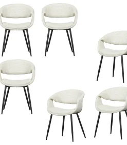 Sale Yossi Eetkamerstoelen Metalen Zwarte Poot - Naturel - Set van 6 Stoelen