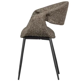Online Yossi Eetkamerstoelen Metalen Zwarte Poot - Bruin - Set van 6 Stoelen