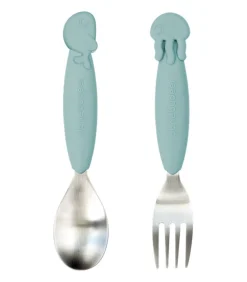 Kinderen Done by Deer YummyPlus Vorkje ent Lepeltje set Sea friends Blue