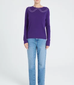 Clearance ZAYA 11 Intarsia Peter Pan Collar Trui - 100% kasjmier DAMES T-Shirts & Tops