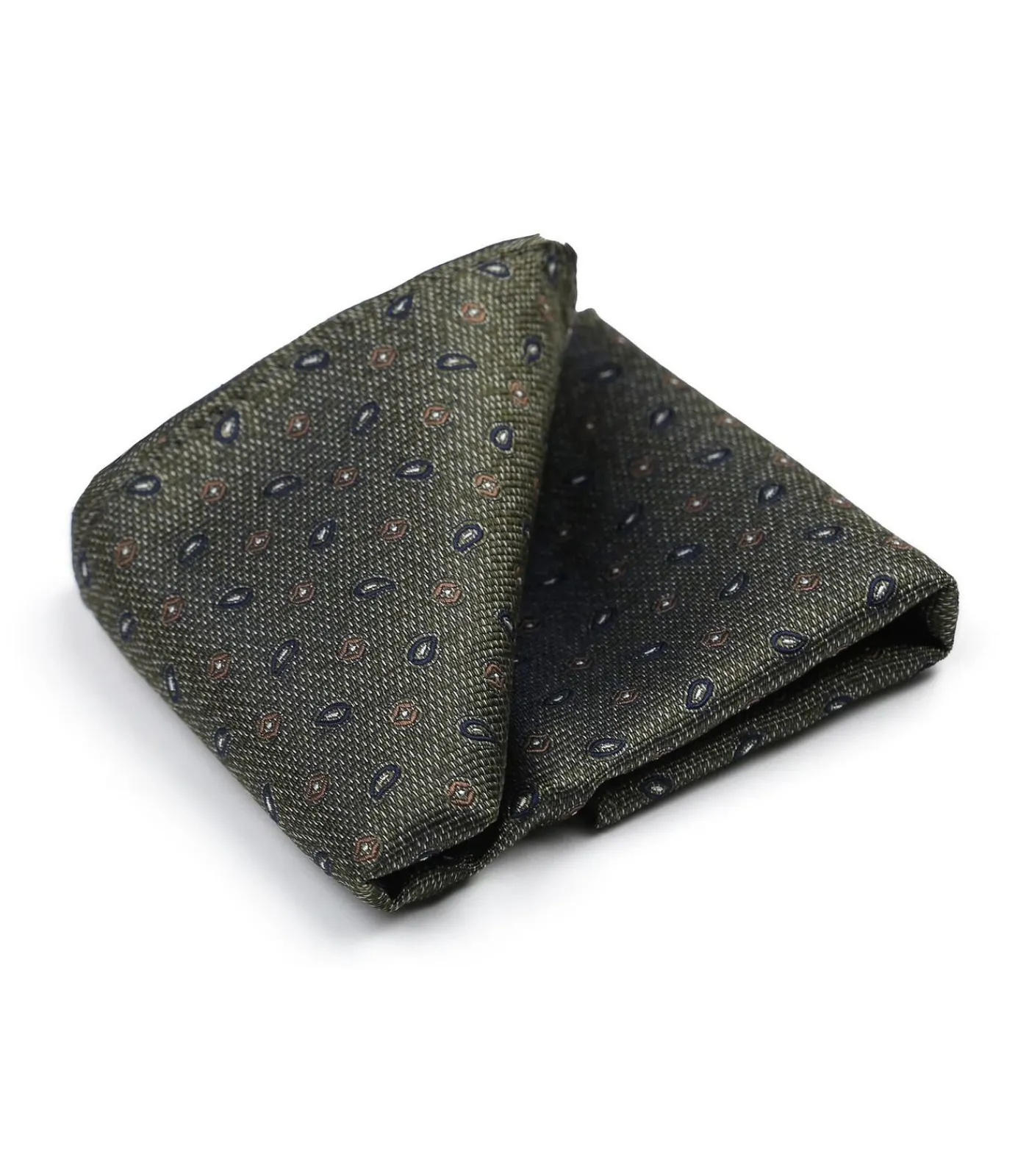 New Zijde Pochet Small Paisley Olive Heren Kostuums & Blazers