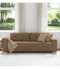 vidaXL 3-Zits Sofa met kussen Bruin Stof