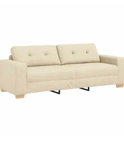 vidaXL 3-Zits Sofa met kussen Crème Stof