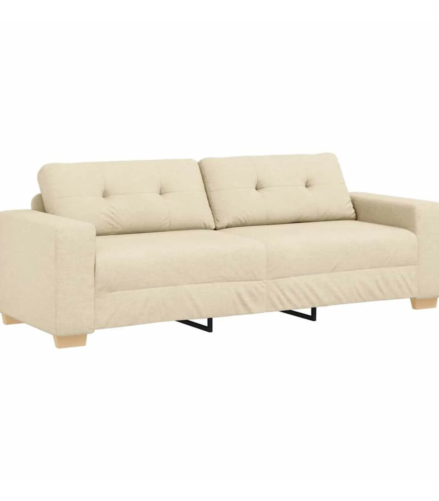vidaXL 3-Zits Sofa met kussen Crème Stof