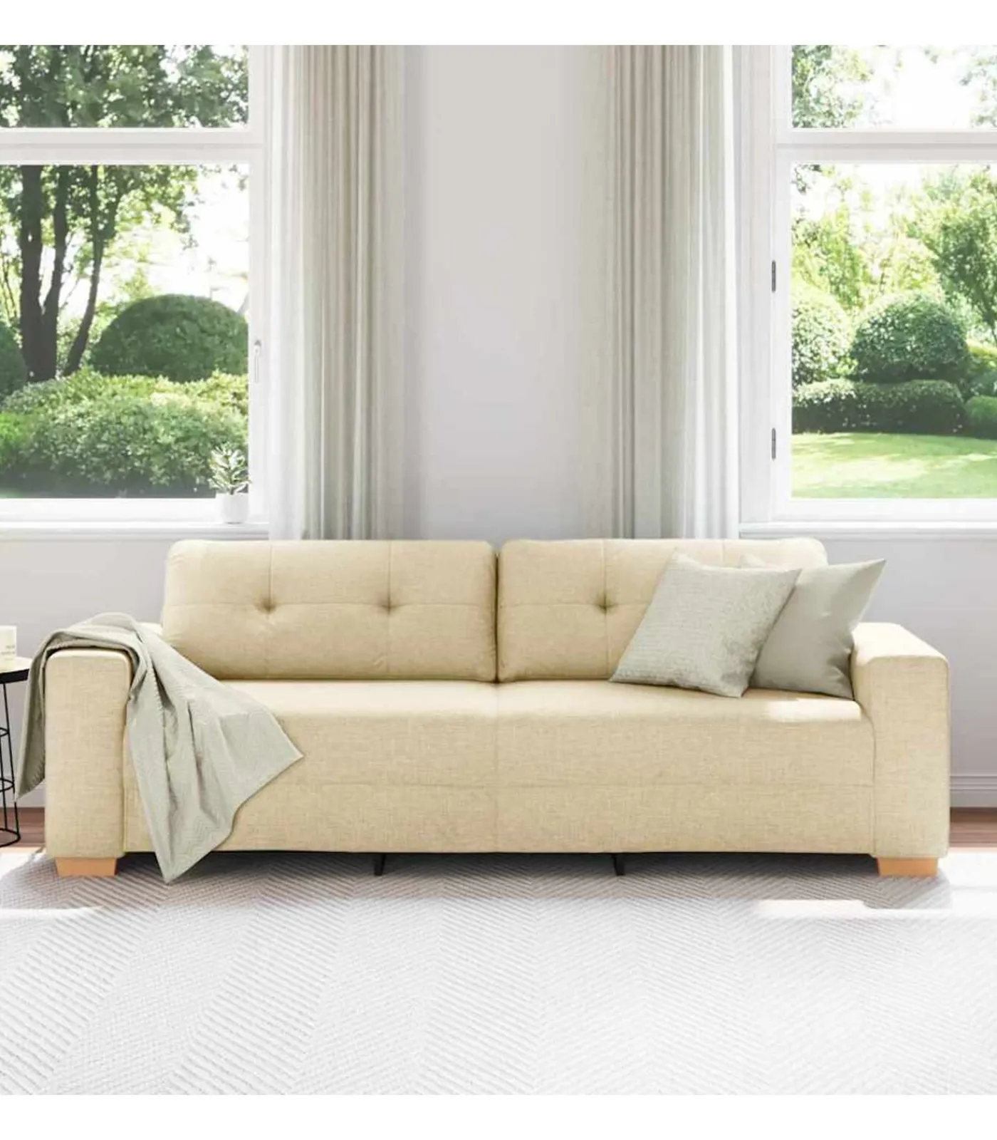 vidaXL 3-Zits Sofa met kussen Crème Stof