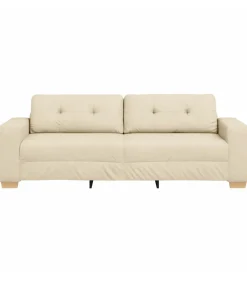 vidaXL 3-Zits Sofa met kussen Crème Stof