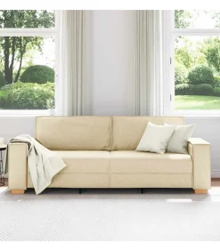 vidaXL 3-Zits Sofa met kussen Crème 220 x 78 x 84 cm Stof