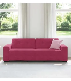vidaXL 3-Zits Sofa met kussen Wijnrood Fluweel