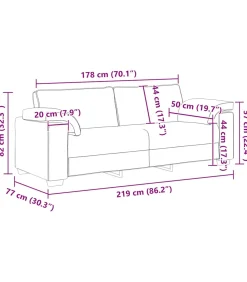 vidaXL 3-zitsbank 178 cm fluweel lichtgrijs