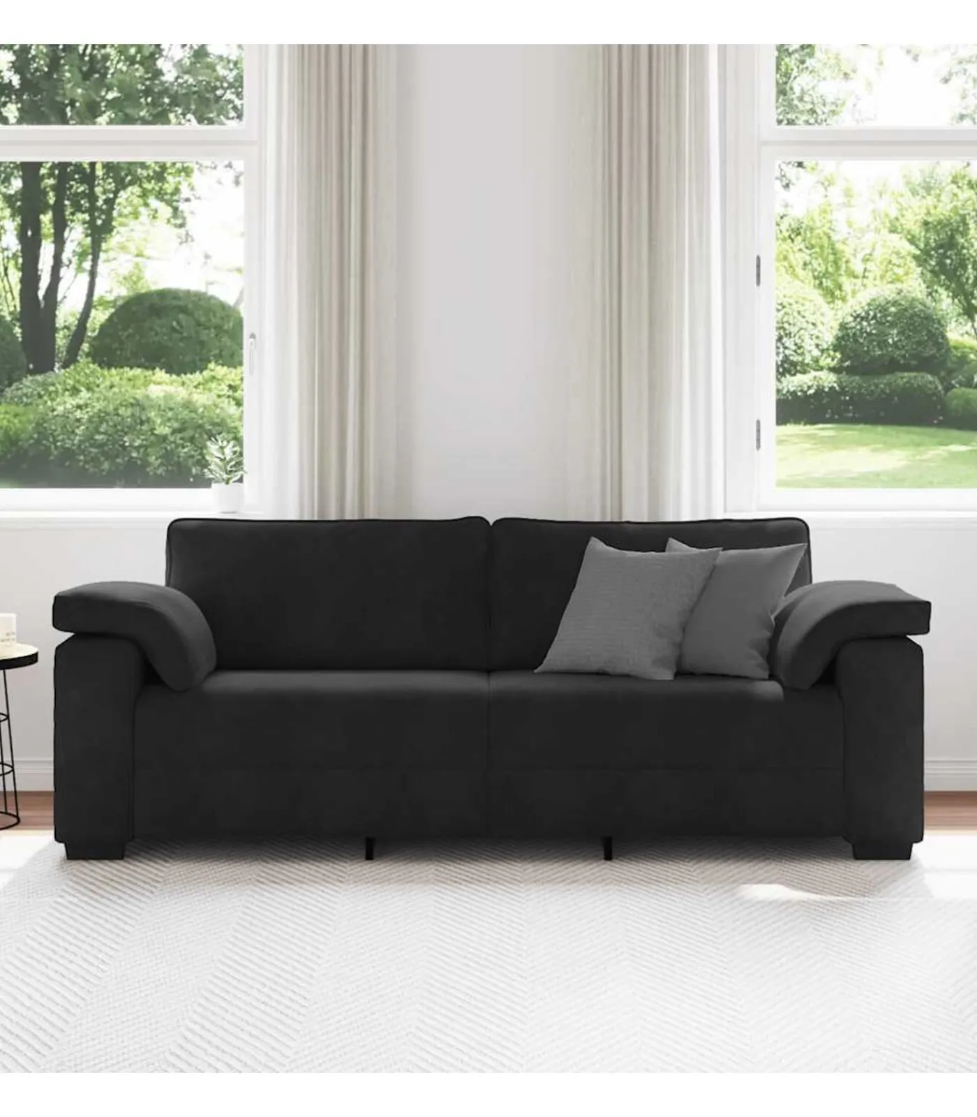 Outlet 3-zitsbank 178 cm fluweel zwart Zetels