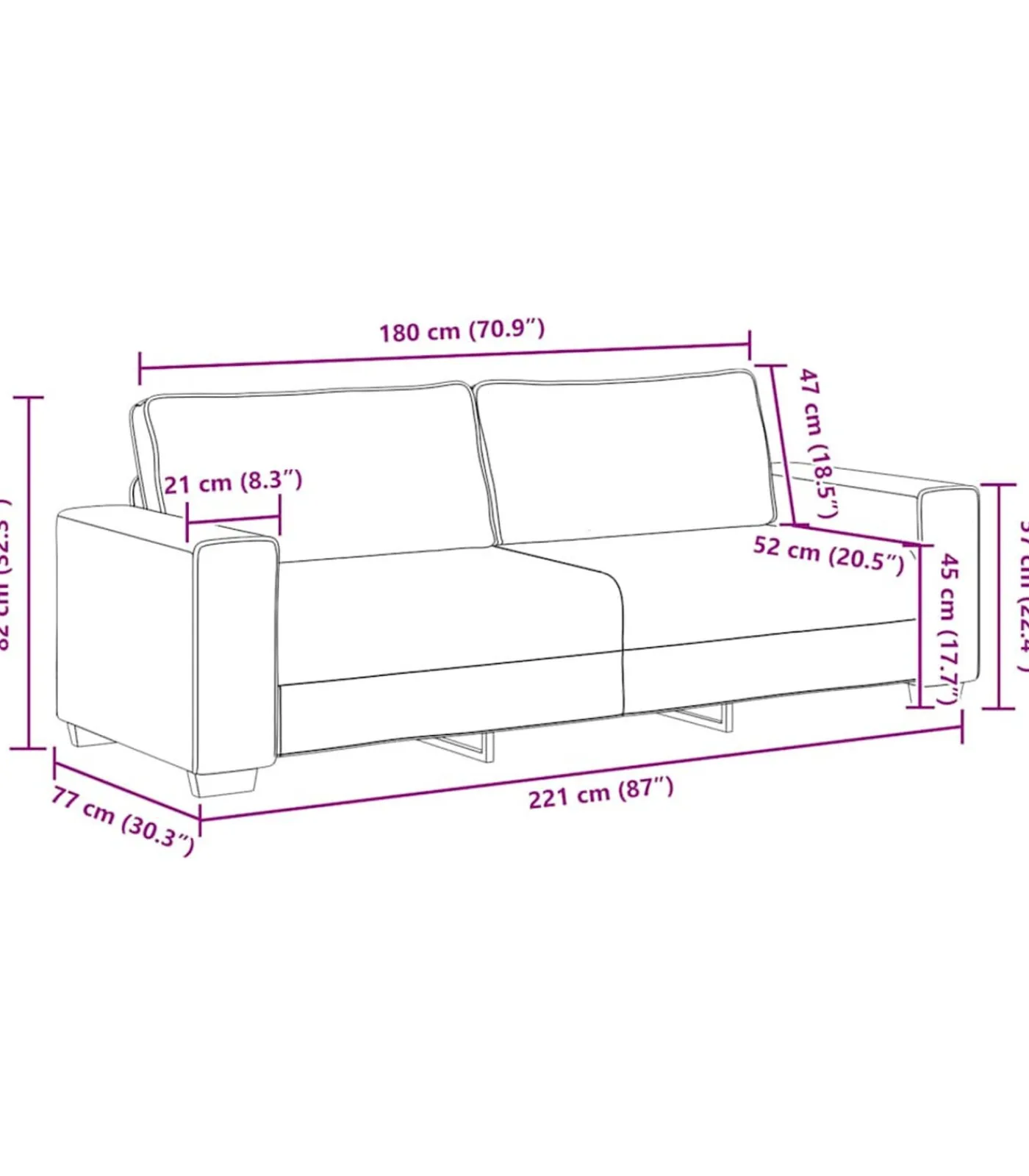 Clearance 3-zitsbank 180 cm stof donkergrijs Zetels