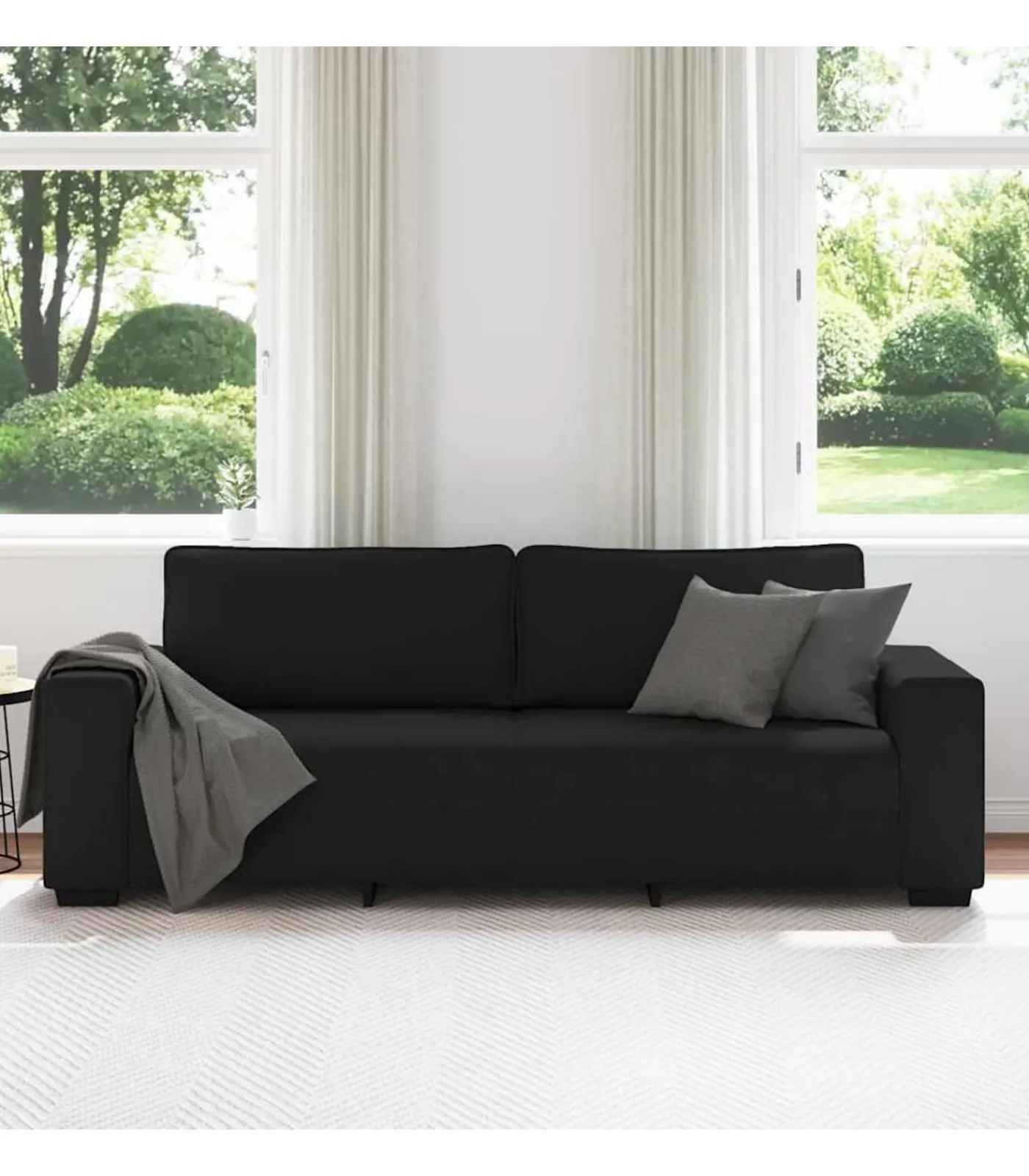 vidaXL 3-zitsbank 180 cm stof zwart