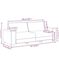 vidaXL 3-zitsbank 180 cm stof zwart
