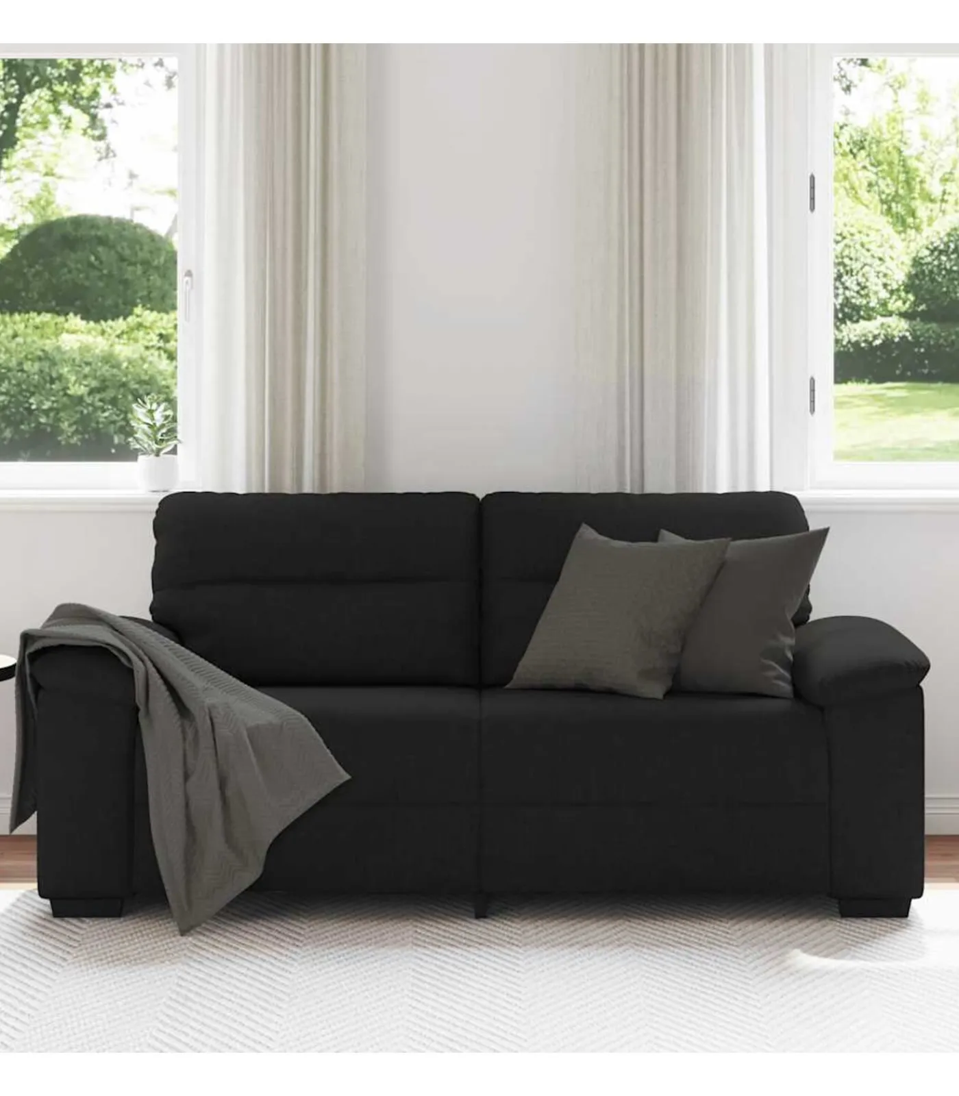 vidaXL 2-zitsbank 140 cm stof zwart