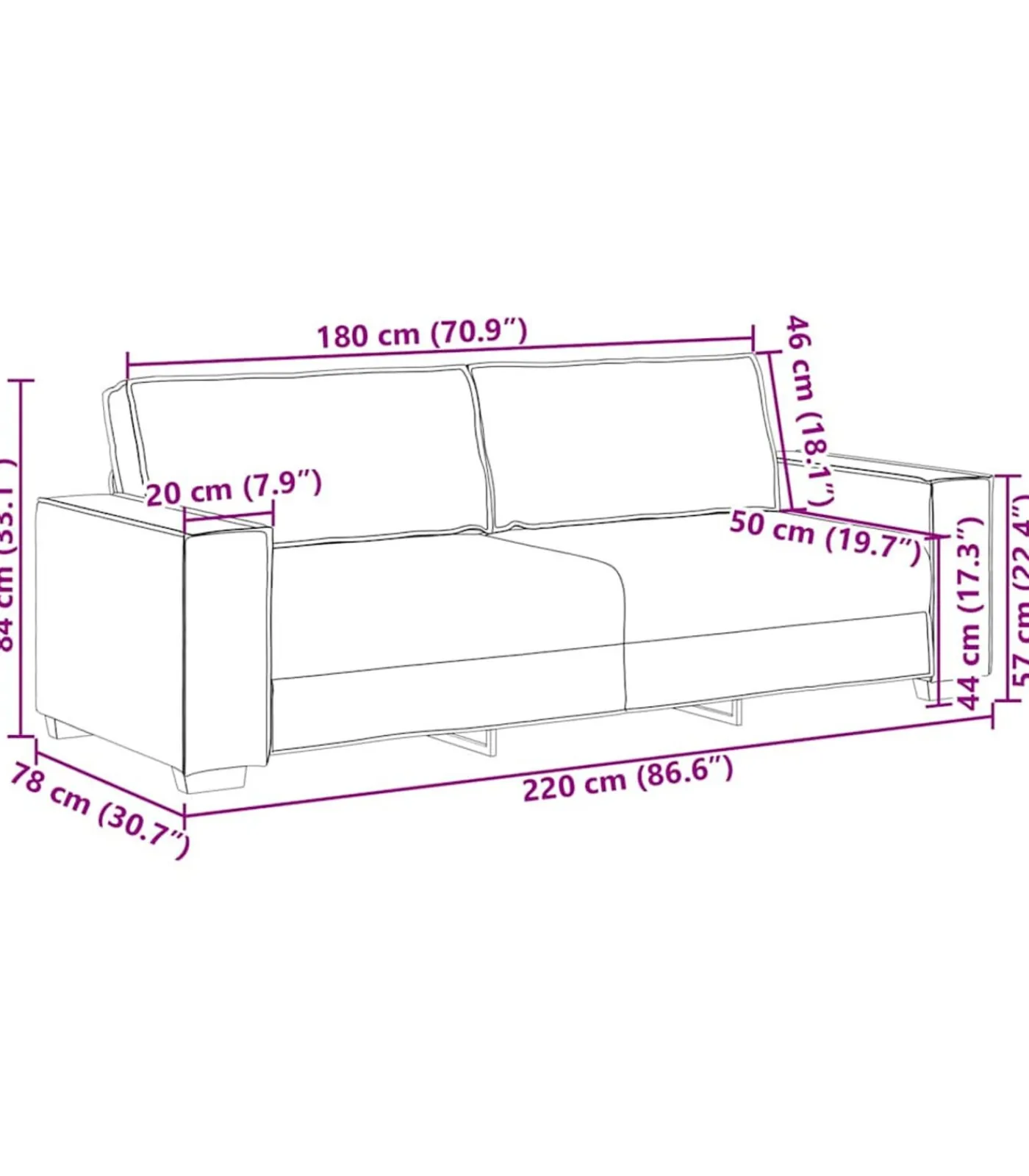 vidaXL 3-zitsbank Bruin 180 cm Stof