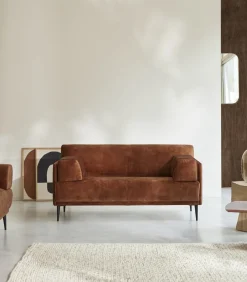 Tikamoon 2-3-zitsbank in terracottabruin fluweel Finn, 2-zit