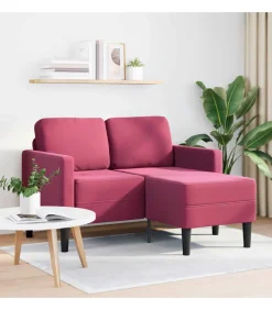 vidaXL 2-zitsbank met chaise L-vorm wijnrood 125 cm fluweel