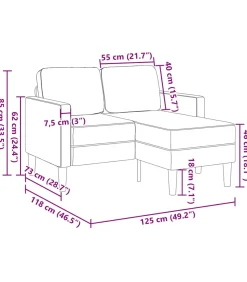 vidaXL 2-zitsbank met chaise L-vorm wijnrood 125 cm fluweel