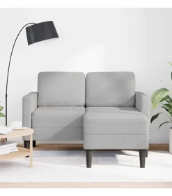 vidaXL 2-zitsbank met chaise L-vormige wolk 125 cm stof grijs