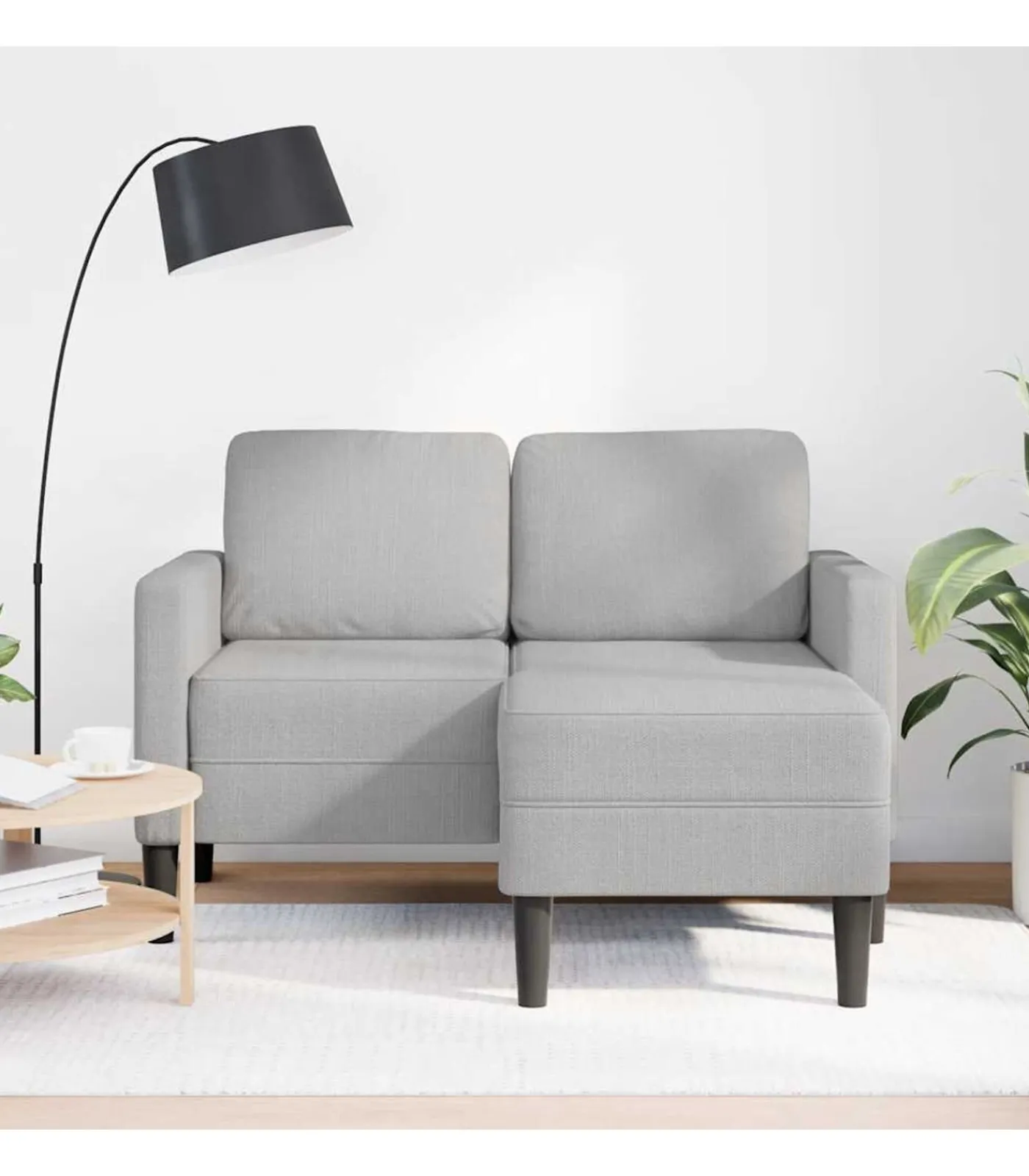 vidaXL 2-zitsbank met chaise L-vormige wolk 125 cm stof grijs