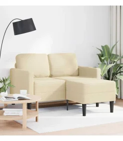 Online 2-zitsbank met ligstoel L-vormig crèmekleurig stof 125 cm Zetels