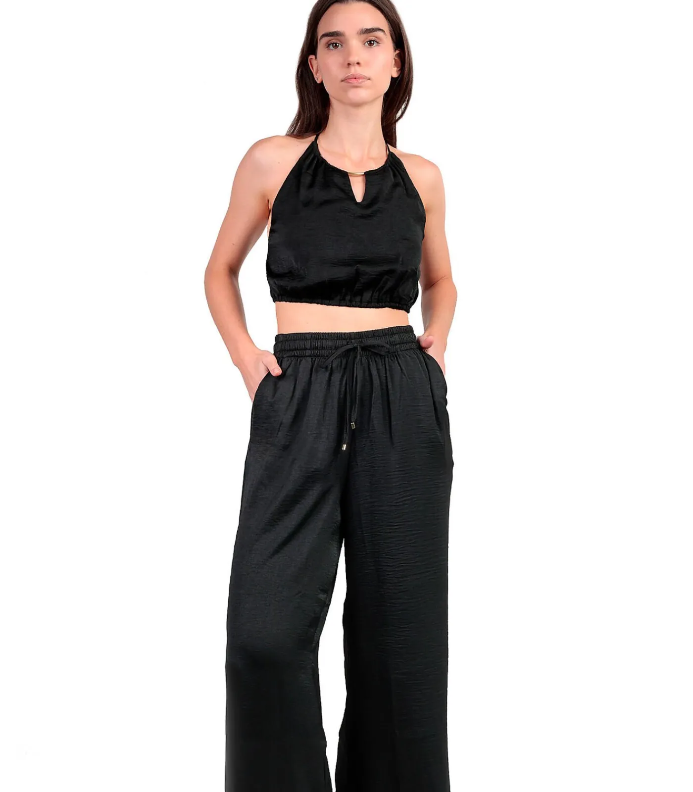 DAMES ADMAS Zomerse satijnen top en broek Satinee Beach