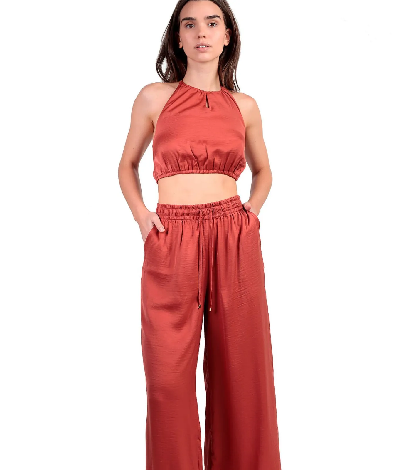 Zomerse satijnen top en broek Satinee Beach DAMES Jumpsuits