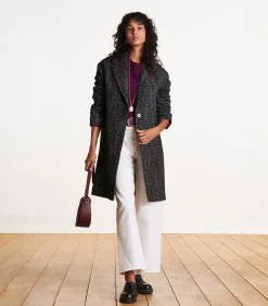 DAMES La Fée Maraboutée zwart halflange jas van gevlekte wol