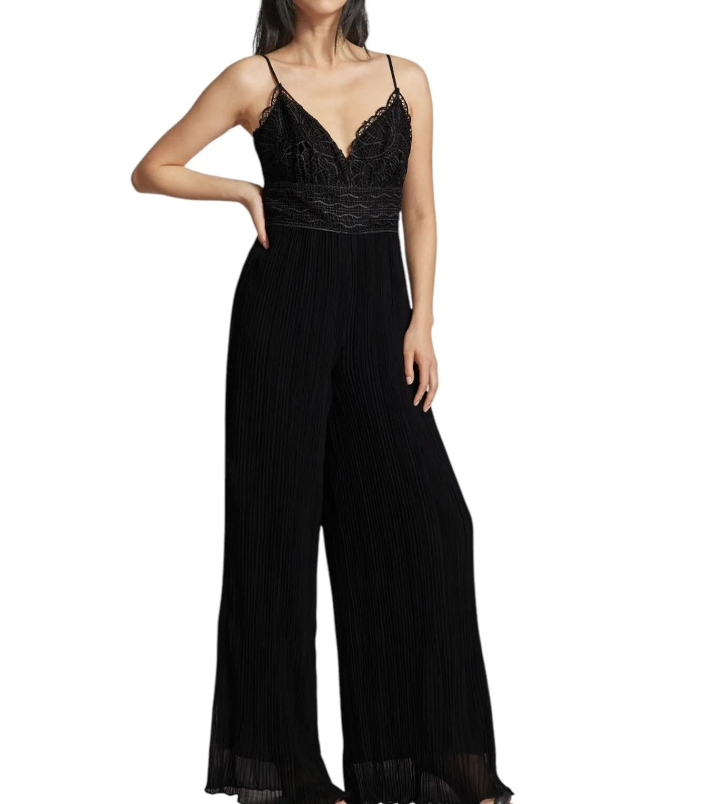 DAMES GUESS Zwart Jumpsuit Met Plissevouwen En Kant
