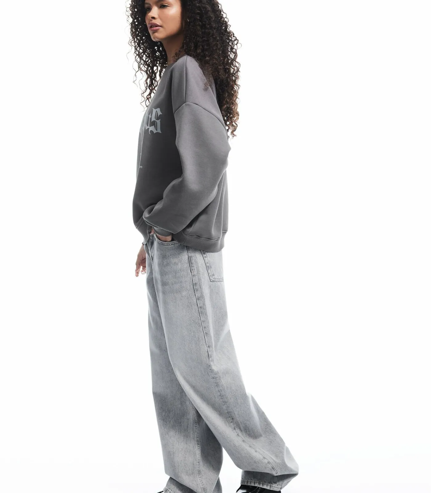 Zwart Sweatshirt Oversize Bedrukt Ronde Hals DAMES Truien & Cardigans