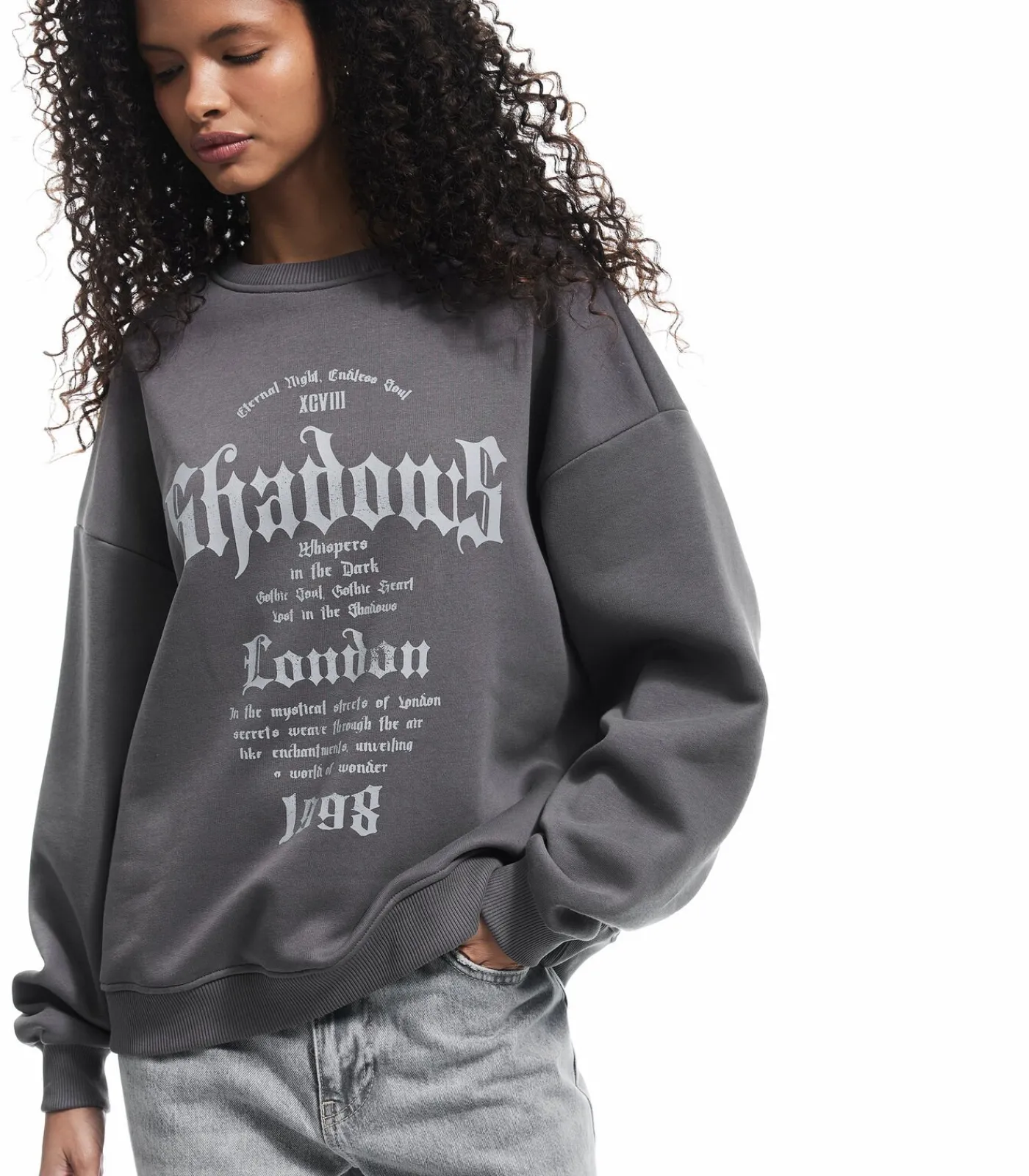 Zwart Sweatshirt Oversize Bedrukt Ronde Hals DAMES Truien & Cardigans