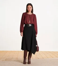 Clearance Zwarte asymmetrische rok tot halverwege de lengte DAMES Rokken