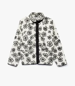 DAMES Koton Zwarte Bloemendessin Fleece Jas met Rits