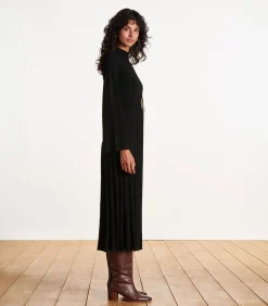 Outlet Zwarte halflange gebreide jurk DAMES Jurken