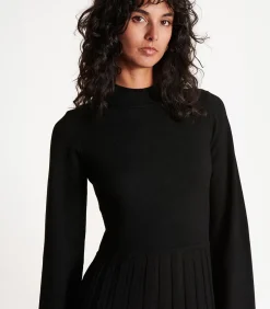 Outlet Zwarte halflange gebreide jurk DAMES Jurken