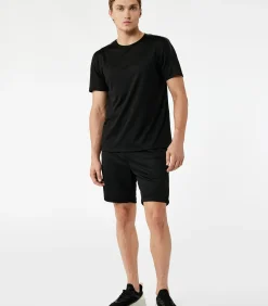 Discount Zwarte Heren Sportshort met Zakdetail Heren Broeken & Shorts