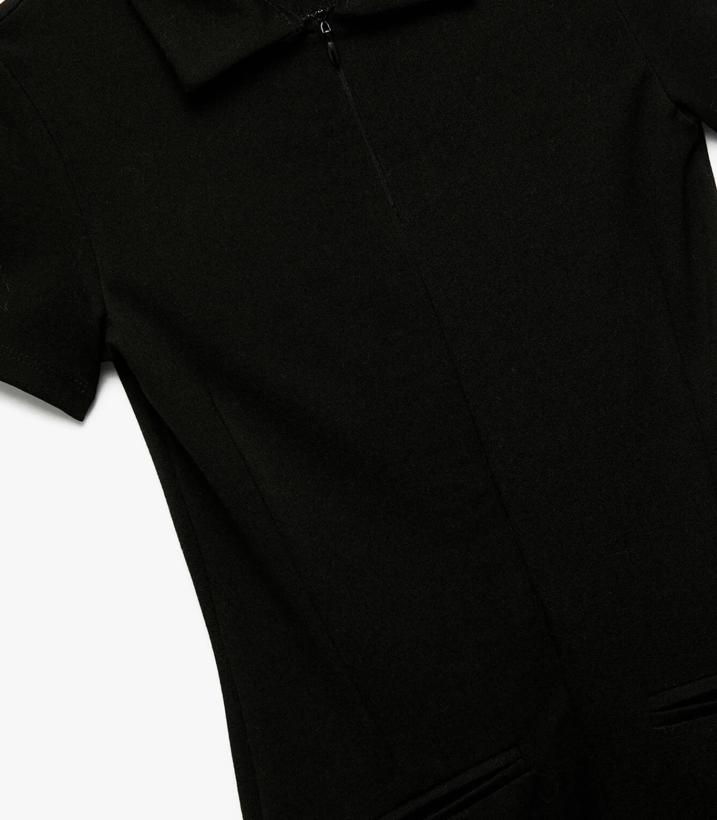 Zwarte Kinderjurk Slanke Pasvorm Polokraag Met Rits Kinderen Kleedjes