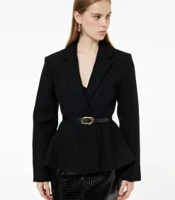 DAMES Koton Zwarte Lange Blazer Knoopdetail Ceintuur