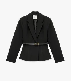 DAMES Koton Zwarte Lange Blazer Knoopdetail Ceintuur