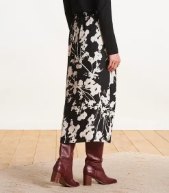 Best Zwarte lange rok met gedrapeerde split DAMES Rokken