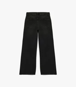 Kinderen Koton Zwarte Meisjes Loose Fit Wijde Spijkerbroeken met Stuudetails