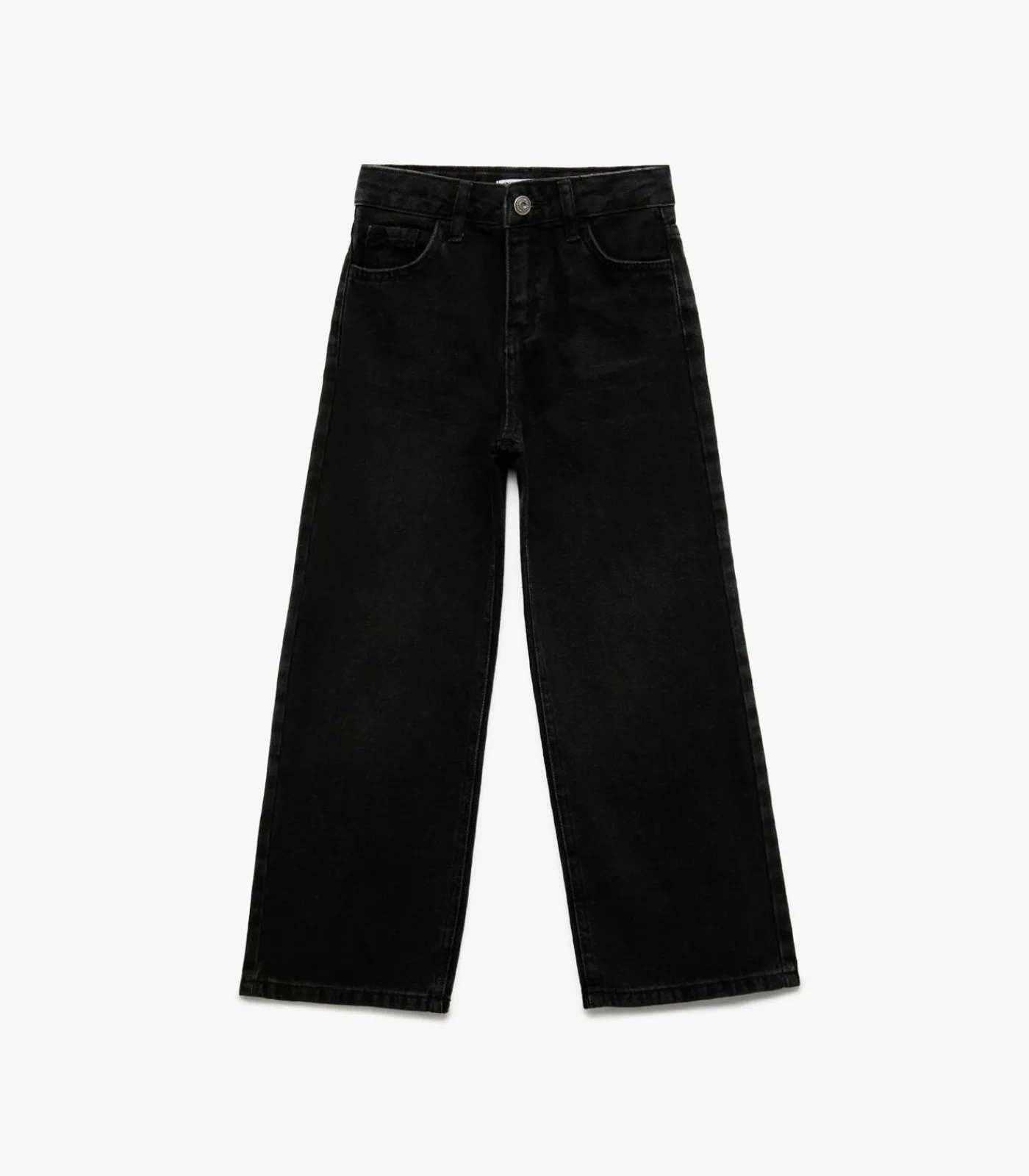 Kinderen Koton Zwarte Meisjes Spijkerbroek Brede Pijpen Katoen