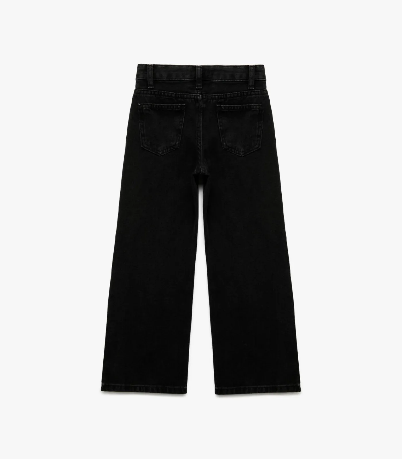 Kinderen Koton Zwarte Meisjes Spijkerbroek Brede Pijpen Katoen