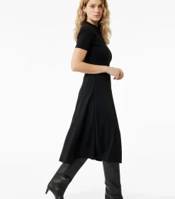 DAMES Koton Zwarte Midi-jurk Slanke Pasvorm Korte Mouwen