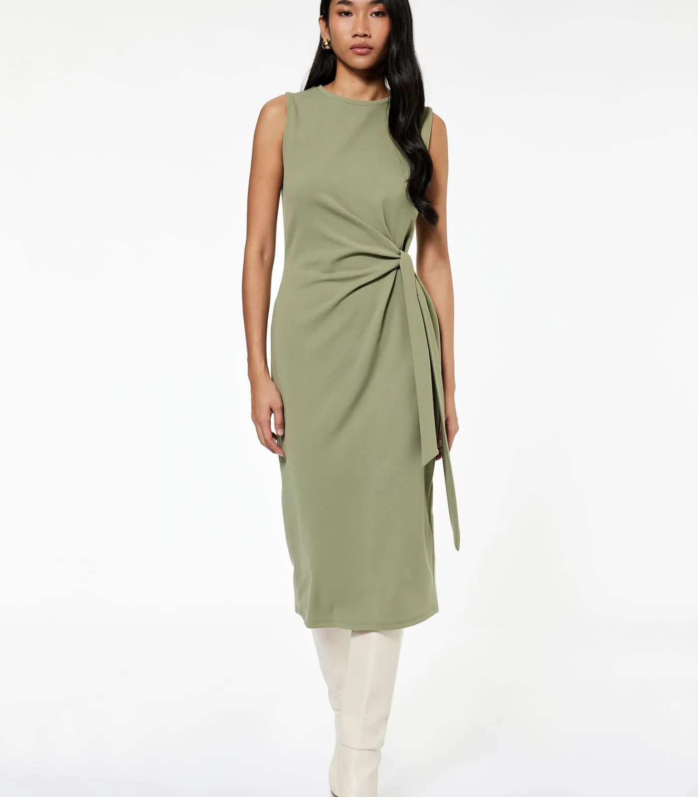 Best Zwarte Mouwloze Midi-jurk met Ceintuur DAMES Jurken