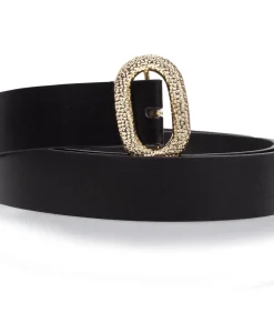 DAMES ISOTONER Zwarte ovale gesp damesriem