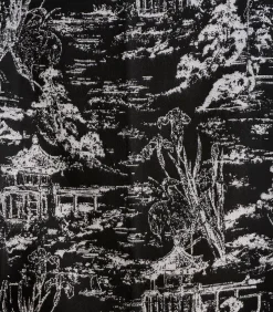 Discount Zwarte sjaal met motief DAMES Sjaals