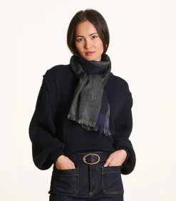 DAMES La Fée Maraboutée Zwarte sjaal van glanzende wol en katoen