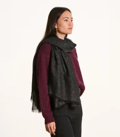 DAMES La Fée Maraboutée Zwarte sjaal van wol en katoen