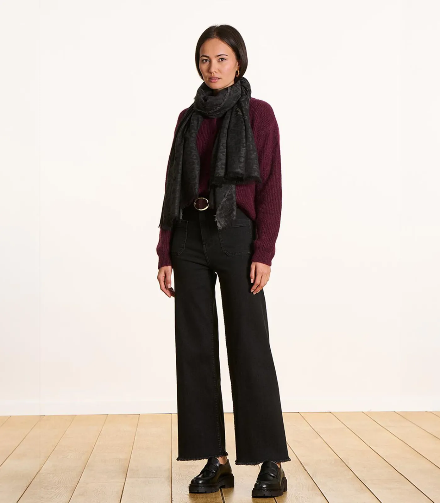 DAMES La Fée Maraboutée Zwarte sjaal van wol en katoen